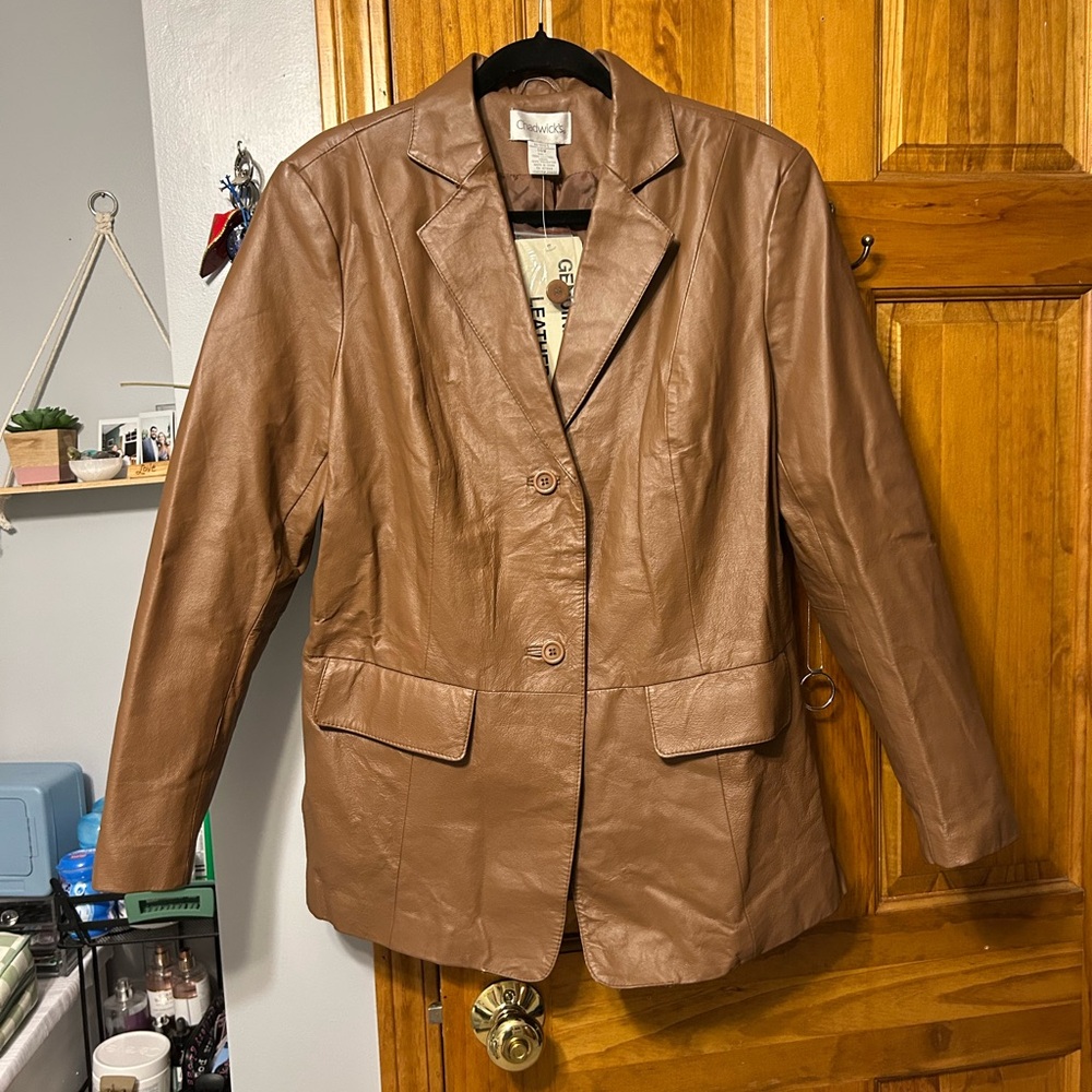 Chadwicks Tan Leather Blazer